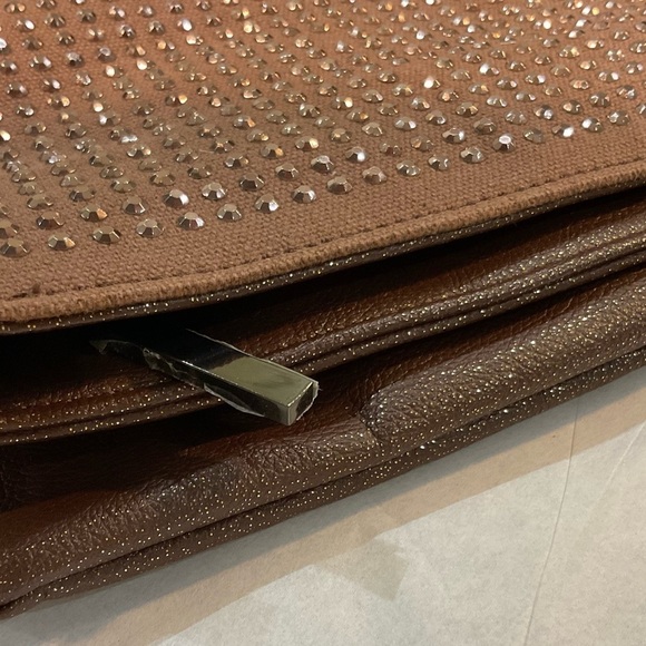 BCBGENERATION Lola Clutch Bronze Studed Fold Over Clutch Purse - Picture 2 of 10